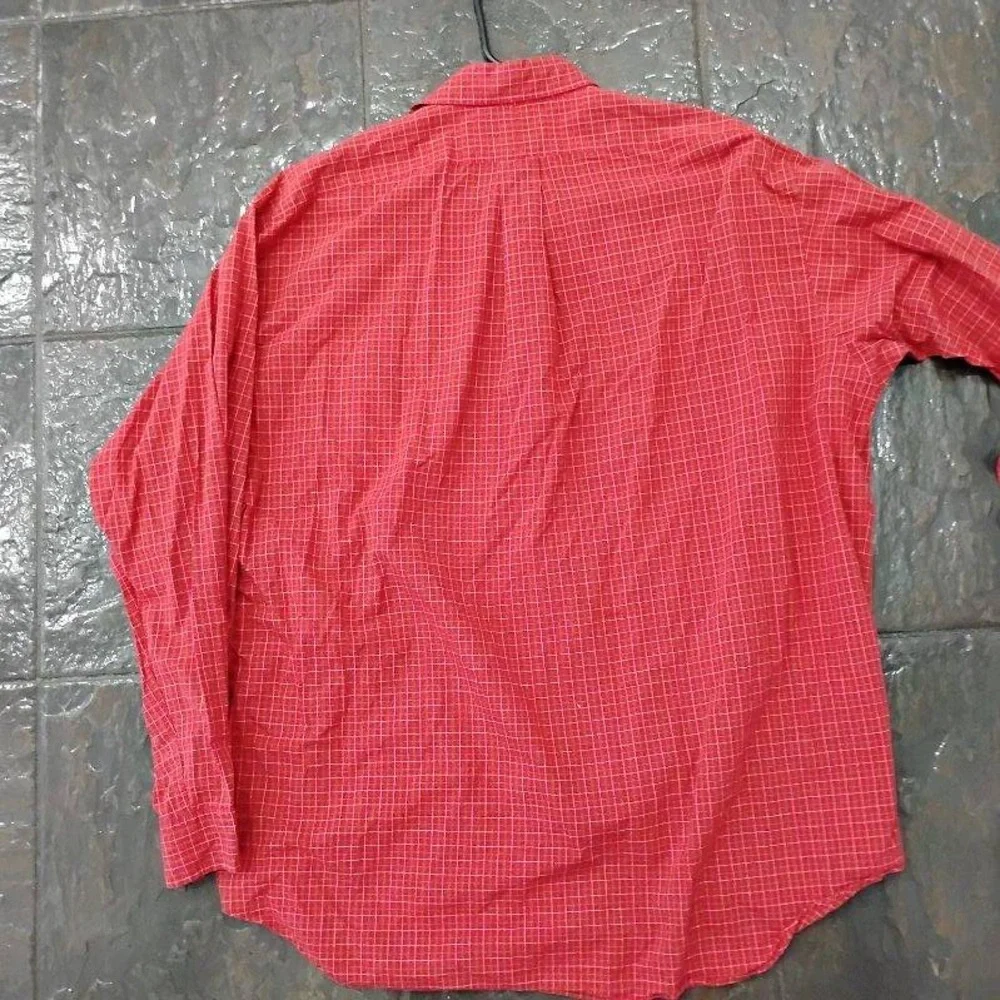 Ralph Lauren Men's Red Plaid Button-Down Shirt Blake Fit Size XL